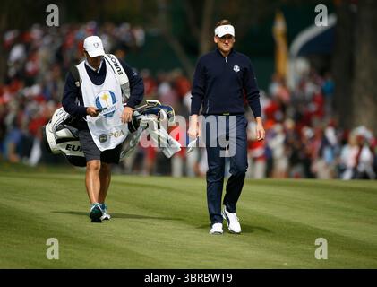 Ian Poulter am letzten Tag beim Ryder Cup 2012 USA Bildnachweis: Mark Newcombe / www.visionsingolf.com Stockfoto
