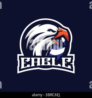 eagle Logo Design Vektor mit Konzeptdesign für Abzeichen, Emblem und T-Shirt Druck. Abbildung des adlerkopfes. Stock Vektor