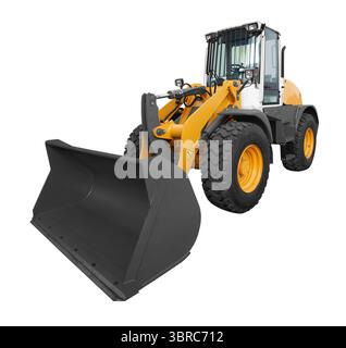 Bulldozer isoliert auf weißem Hintergrund Stockfoto