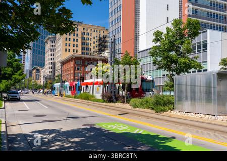 Blick auf die Innenstadt von Salt Lake City, Utah, USA Stockfoto