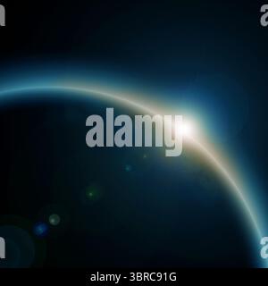 Rising Sun über den Planeten Stockfoto