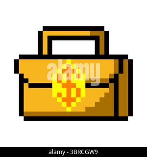 Geldkoffer im Pixel-Art-Stil Stock Vektor