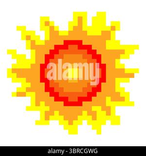 Sonne im Pixel-Art-Stil Stock Vektor