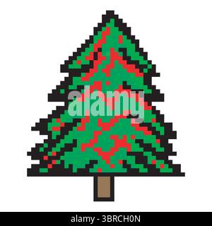 tannenweihnachtsbaum Pixelgrafik Stock Vektor
