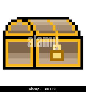 Schatztruhe in Pixelkunst Stock Vektor