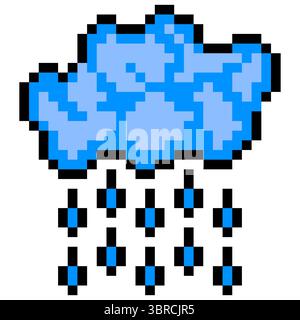 Wolken mit Regentropfen im Pixelstil Stock Vektor