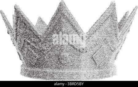 Krone mit Retro-Fotokopiereffekt. Vintage-Halbtonpunkte und verstörter xerox-Effekt im Retro-Pop-Art-Stil. Trendige Retro-Grunge-Collage Stock Vektor