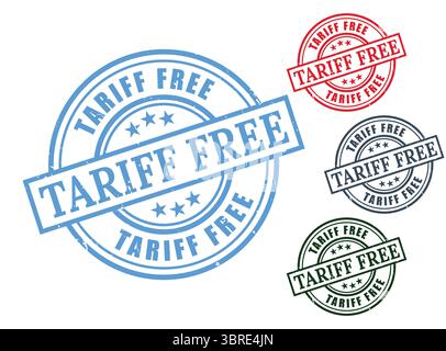 Eine tariffreie Grunge Rubber Stamp Collection, Duty-Free Trade Vector Set Stock Vektor