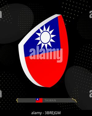 Taiwan Flaggenschild Symbol in 3D auf dunklem modernen abstrakten Rugby Hintergrund. Perfekt für Sportveranstaltungen, Kulturdenkmäler, nationale Feiern und Patrioten Stock Vektor