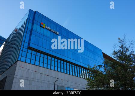 Das Microsoft-Hauptbüro an der Howe Street im Zentrum von Vancouver, BC. Stockfoto