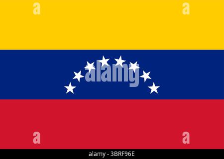 Nationalflagge Venezuelas – moderne Trikolore mit Sternen und Wappen, Flagge der Bolivarischen Republik seit 2006, Vektorillustration Stock Vektor