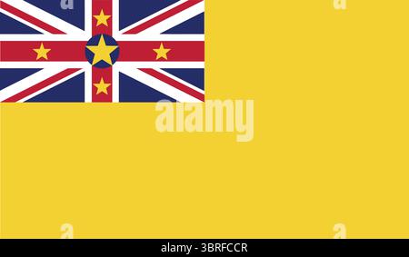 Flagge von Niue – offizielle Vektor-Illustration der nationalen Flagge, gelbes Feld mit Union Jack und Sternen, Stock Vektor