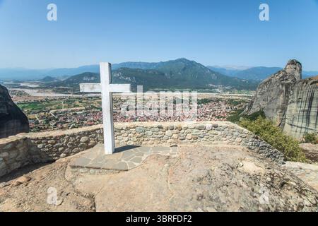 Meteora: Kloster der Heiligen Dreifaltigkeit. Kalambaka, Griechenland. Stockfoto
