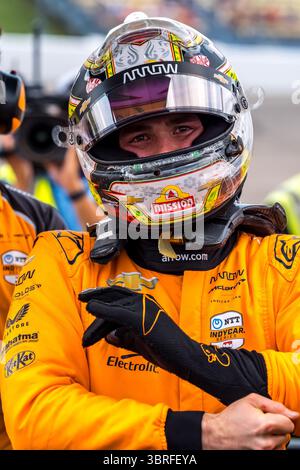 Newton, Ia, USA. Juli 2025. Der Fahrer DER NTT INDYCAR-SERIE, PATO OWARD (5) (MEX) aus Monterey, Mexiko, qualifiziert sich für das Sukup INDYCAR Race Weekend auf dem Iowa Speedway in NEWTON, IA. (Kreditbild: © Walter G. Arce Sr./ASP via ZUMA Press Wire) NUR REDAKTIONELLE VERWENDUNG! Nicht für kommerzielle ZWECKE! Stockfoto