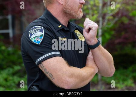 Interimspolizeichef Tray Federici im Gig Harbor Police Department in Gig Harbor, Washington am 25. Juni 2025. Stockfoto