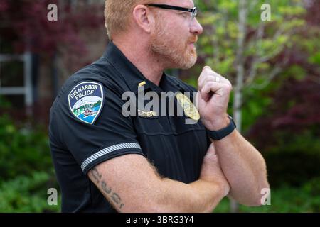 Interimspolizeichef Tray Federici im Gig Harbor Police Department in Gig Harbor, Washington am 25. Juni 2025. Stockfoto