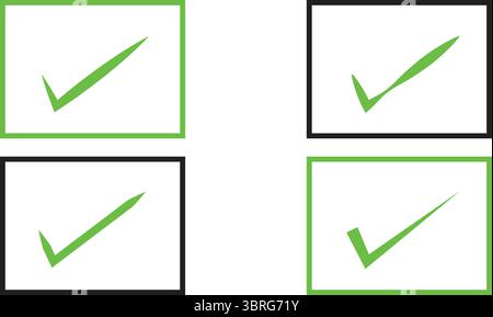 Flache grüne Häkchen, UI-Elemente für Survey, Forms und App Interface Vector Design festgelegt Stock Vektor