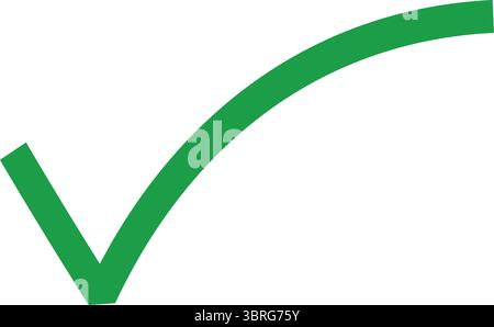 Übergroßes grünes Häkchen-Symbol mit fettgedrucktem Konturvektor für Erfolg, verifiziert, Genehmigungskonzept Stock Vektor