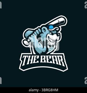 Bär Maskottchen Logo Design Vektor mit modernem Illustration Konzept Stil für Abzeichen, Emblem und T-Shirt Druck. Illustration des Baseballbären. Stock Vektor