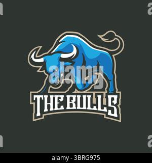 Bull Mascot Logo Design Vektor mit modernem Illustrationskonzept Stil für Abzeichen, Emblem und T-Shirt Druck. Illustration des wütenden Bullen. Stock Vektor
