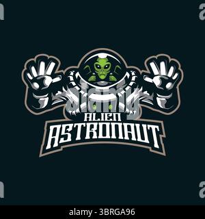 Astronaut Maskottchen Logo Design Vektor mit modernem Illustrationskonzept Stil für Abzeichen, Emblem und T-Shirt Druck. Alien Astronaut Illustration für SP Stock Vektor