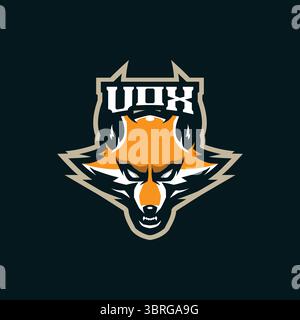 Fox Mascot Logo Design Vektor mit modernem Illustrationskonzept Stil für Abzeichen, Emblem und T-Shirt Druck. Illustration des Fuchskopfes. Stock Vektor