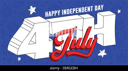 4. Juli Happy Independence Day Typografie Vektor — Retro Patriotic USA Graphic for American Celebration Stock Vektor