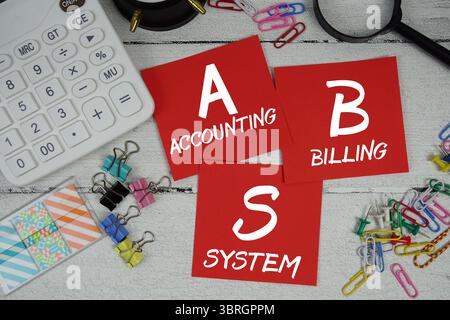 ABS Abkürzung für Buchhaltung und Abrechnungssystem Textsatz für Geschäfts- und Finanzkonzept Stockfoto