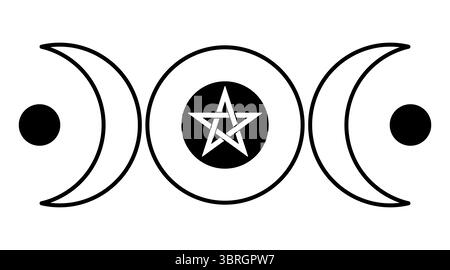 Pentagramm, Sonne und Mond. Kornkreismuster, gefunden 2025 in Wiltshire, mit alchemistischen und astrologischen Zeichen. Stockfoto