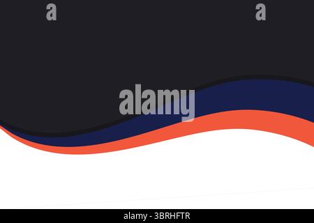 Dunkler Abstrakter Wellenhintergrund – Schwarzes Blau Orange Flow Design Stock Vektor