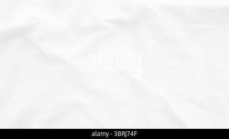 Bio-Gewebe Baumwolle Hintergrund Weiße LeinenLeinwand zerknittert natürliche Baumwolle Stoff natürliche handgemachte Leinen von oben Ansicht Hintergrund organische Öko Textilien weiß Stockfoto