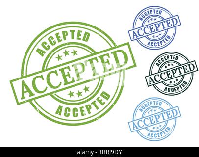 Eine akzeptierte Grunge Rubber Stamp Collection, Approval Vector Set Stock Vektor