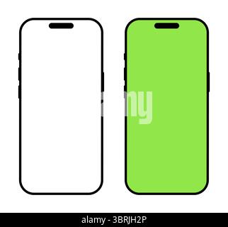 Set von Smartphones. Mobiltelefon mit grünem Bildschirmmodell. Gadget Flat-Symbol. Symbol für minimale Gerätevorderansicht. Einfaches Schild für Website-Design, ui Stock Vektor