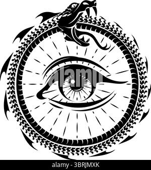 Gravur des Ouroboros-esoterischen Symbols Stock Vektor