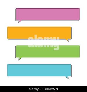 Set aus 4 Farben mit rechteckigem Chatbox-Design Stock Vektor