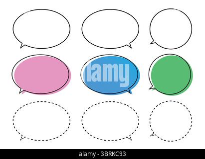 Set von kreisförmigen Formen von Chat-Symbolen – Set von Chat-Blasen Stock Vektor