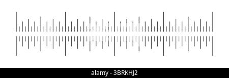 Maßtabelle mit 4 Zoll. Einfaches Modell für Linealmaßstäbe. Symbol für das Nähwerkzeug. Längenmessung mathematisch, Abstand, Höhe. Grafische, minimalistische Illustration Stock Vektor