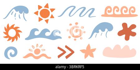 Tropischer Sommer-Vektor-Doodle-Illustration Set Stock Vektor