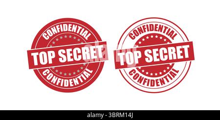 Vertrauliche Siegelstempel mit Top Secret Messaging-Etiketten Stock Vektor