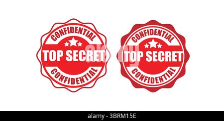 Top Secret und vertrauliche Stempelabzeichen für klassifizierte Inhalte Stock Vektor