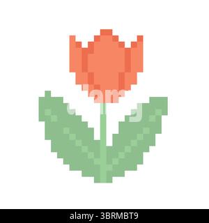 Niedliche Pixel Tulpe Pastel 8-Bit Frühling Blume Vektor Illustration für Spiel und Kinder Design Stock Vektor