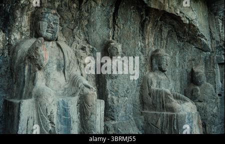 Asien-Reisen, China-Kultur und UNESCO-Weltkulturerbe, die Longmen-Grotten, chinesische buddhistische Steinschnitzereien in der Provinz Henan Stockfoto