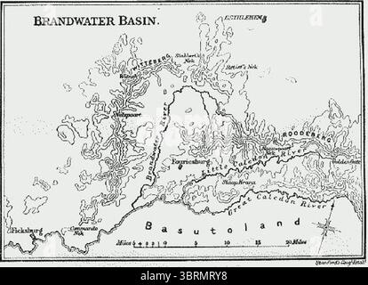 Karte des Brandwater Basin, Südafrika - Ein Handbuch des Burenkrieges, 1910. Stockfoto