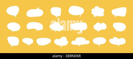 Sprechblasen für Text. Nachrichtenballons, Aufkleber, Chatbox für soziale Medien. Chatsymbole, Vorlage. Doodle-STYLE. Informationssymbole, Idee, Sprechen Stock Vektor