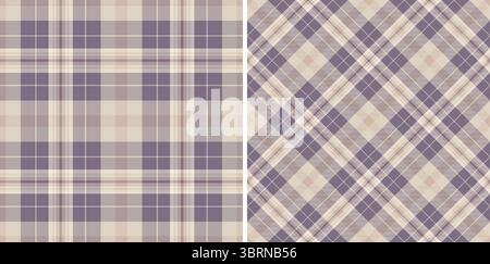 Elegantes, neutrales Karomuster, perfekt für Textildesign, Website-Hintergründe oder Modeprojekte. Zwei Varianten bieten vielseitige Designoptionen, Stock Vektor
