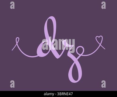 DZ Initial Wedding Monogramm Kalligraphie Vektor Illustration. Handgezeichneter Buchstabe d und z Love Logodesign für Valentinstag-Poster, Grußkarte, S. Stock Vektor