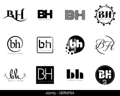 BH-Logo-Firmenvorlage. Buchstaben b und h Logo. Setzen Sie mit Designelementen verschiedene klassische Serifenschriftarten und modernen, auffälligen Text. Anfängliche Schriftart Stock Vektor