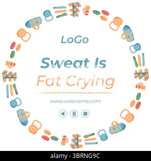 Flacher Fitnessrahmen Mit Zubehör Stock Vektor