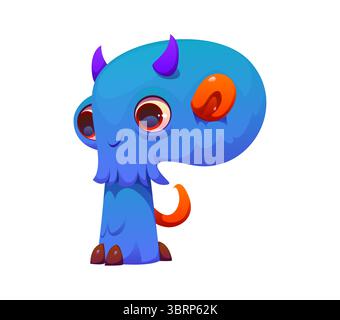 Seltsame Monster Charakter Zeichentrickschrift Buchstabe P. Horror Vogelscheuche englisches Alphabet Typ Symbol, seltsame Fantasy Monster Charakter Vektor Kinder ABC Schriftzeichen. Verrücktes Halloween-Kreatur-Schriftsatz-Element Stock Vektor