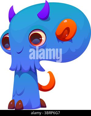 Seltsame Monster Charakter Zeichentrickschrift Buchstabe P. Horror Vogelscheuche englisches Alphabet Typ Symbol, seltsame Fantasy Monster Charakter Vektor Kinder ABC Schriftzeichen. Verrücktes Halloween-Kreatur-Schriftsatz-Element Stock Vektor